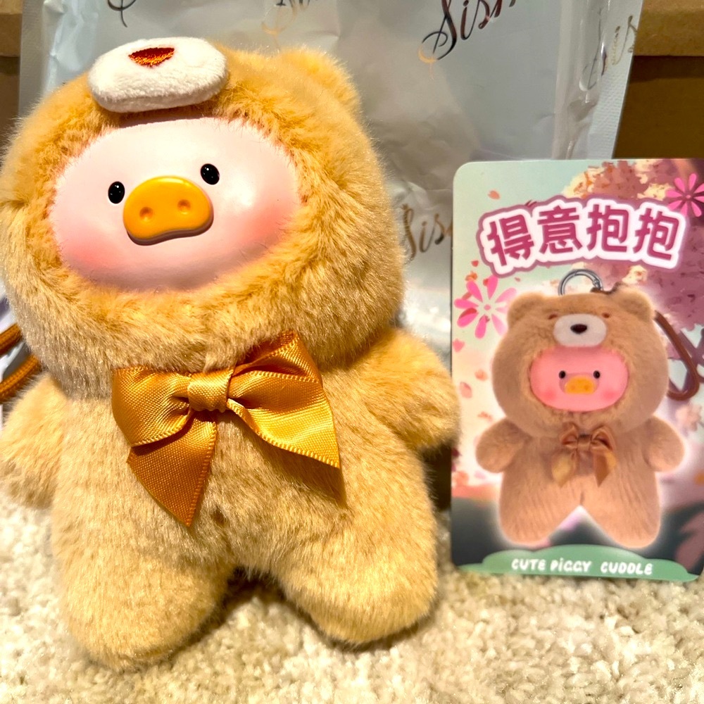 Cute Piggy Plush with Bow, plush keychain